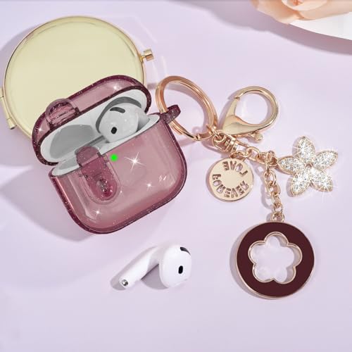 Image of (with Safety Lock) VISOOM 2025 Clear Cases for Airpods iPods 4 Case Cover Women, Bling Airpod iPod 4 Case Soft 4th Gen Air Pods iPods Cases with Keychain for Apple Headphones Airpods4 Generation