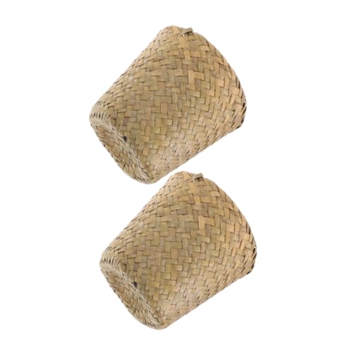 BESTYASH 2 piezas Cesta de Almacenamiento Tejida para Oficina y Baño Cesto Compacto Organizador para Reducción de Espacio y de Artículos Pequeños