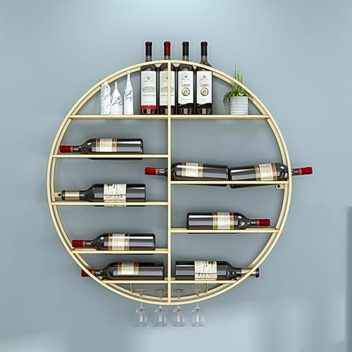 Casier à vin mural doré 70 cm avec support verres cuisine salon