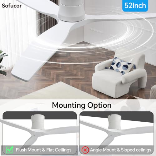 Sofucor 52" Solid Wood Ceiling Fan with Remote No Light Low Profile by Sofucor - Used condition - Image 7