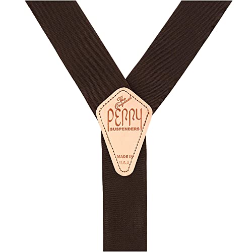 Perry Hook-On Belt Suspenders Regular - The Original - Brown - 2\"W x 48\"L