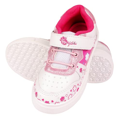 Image of Myau Girls' White Sparkly Printed Shoes - Stylish and Comfortable Footwear for Your Little Princess