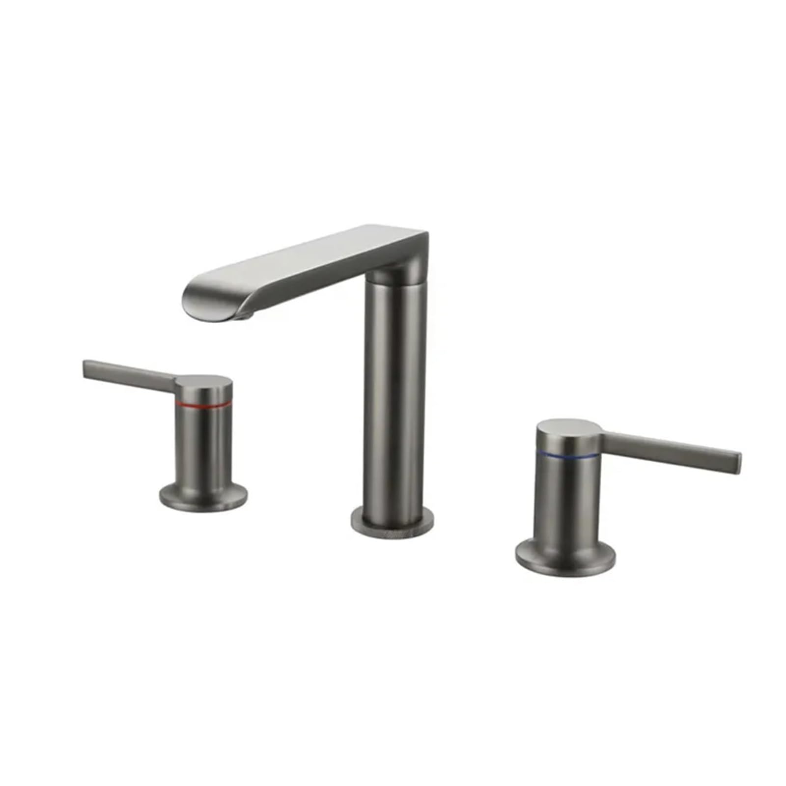 Dfghnbvc Grey Brushed Gold Bathroom Widespread Basin Faucets Soild Brass Sink Mixer Hot Cold Lavatory Vessel 2 Handle 3 Hole Mixer Tap Faucet,