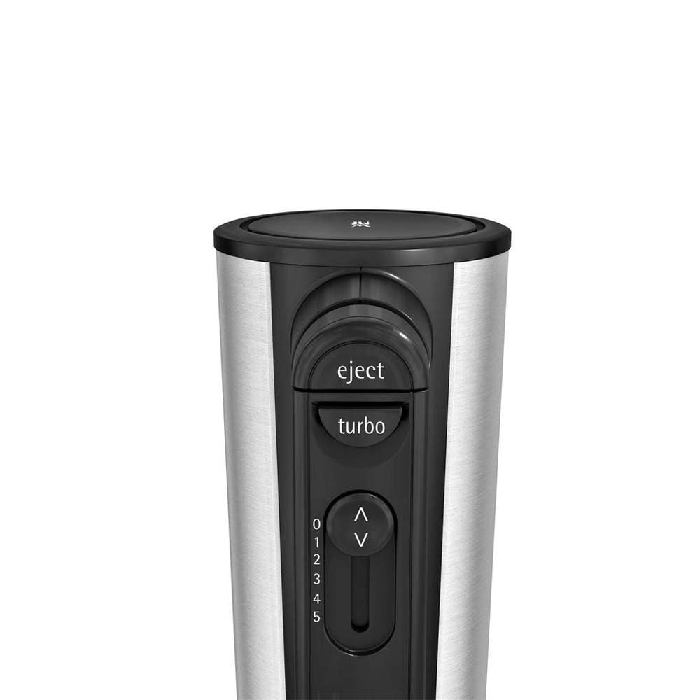 WMF Kult X Handmixer – Handrührgerät aus Edelstahl Cromargan mit 5 Geschwindigkeitsstufen und Turbofunktion, leistungsstark, Küchenmixer zum Rühren, Kneten und Aufschlagen, ergonomisch, leise, schwarz