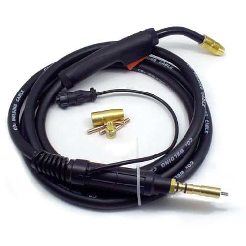 Image of 150A 15ft MIG Welding Gun Torch fits Hobart 245926 Hobart Handler 190/210/210MVP Mig Welders Parts, Hobart Welder Replacement Hobart H100S4-10 245926 with .023" .030" .035" Tip-Nozzle-Diffuser