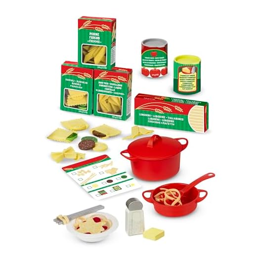 Melissa & Doug Juego de preparar y servir pasta, Alimentos de juguete, Juego creativo de simulación, Juguete Montessori, Cocina de juguete, Comida para jugar, Regalo para niños de 3 4 5 6 7 años