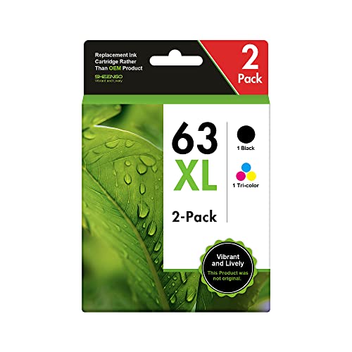 63XL Ink Cartridge Black/Tri-Color Remanufactured Replacement for HP Ink 63 63XL 63 Used for HP DeskJet 1112, 2130, 3630 Series; Envy 4510, 4520; OfficeJet 3830, 4650, 5200 Printer F6U63A F6U64A