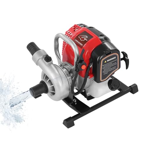 1.6HP 4-Stroke Gas Water Pump- 1.5' Trash Pump,High Flow Pump (66 GPM) with 91.86ft Lift, 22.97ft Suction, 23.67Oz Tank (8H Runtime) for Garden, Farmland, Outdoor Irrigation