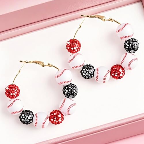 Baseball Softball Hoop Earrings for Women Lightweight Dangle Sports Fans Jewelry Game Day Accessories for Baseball Enthusiasts Stylish Fan Gifts