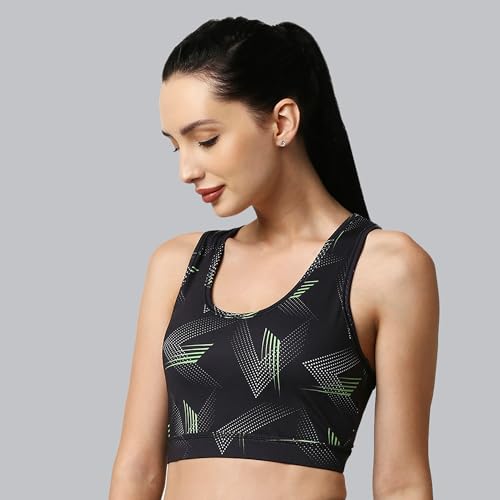Image of SOIE Women's Medium Impact Quick Dry Padded Racerback Printed Athleisure Sports Bra