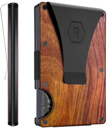 Ridge Wallet for Men - Slim Minimalist Compact Wallet and Card Holder, RFID Protected Front Pocket Wallets for Men with Integrated Money Clip (Mopane)