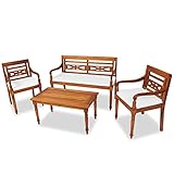 Grosor del cojín: 3 cm vidaXL Madera Maciza Teca Muebles de Jardín y Cojines Mobiliario de Exterior
