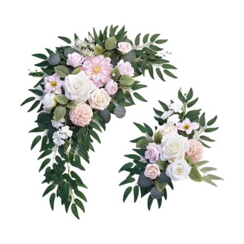 MagiDeal Arco de Flores para Bodas, decoración de Fondo, Guirnalda de Flores Artificiales para de Pared o recepción, Rosa