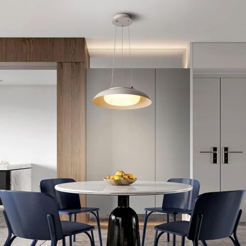 Lustre LED moderne blanc circulaire à gradation continue pour suspension de restaurant chic - 2