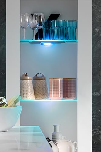 Miniatura 8 de Komodee, Vitrina Tivoli, Blanco, Ancho 55 Cm X Alto 159 Cm X Profundidad 35 Cm, Led Azul, 3 Estantes, Para Salón, Dormitorio, Pasillo
