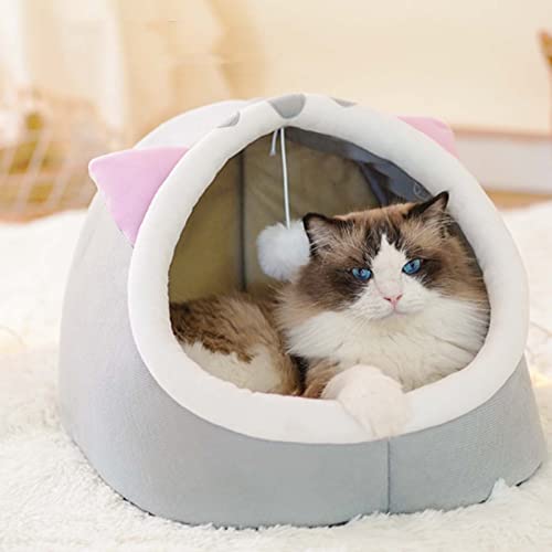 12.9 inch Semi-Enclosed All-Season Cat Bed, Removable and Washable Cat Beds for Indoor Cats, Comfortable Cat House for Cats to Play and Sleep in - Image 5