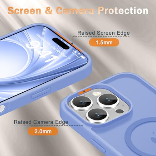 Image of YENAPOON for iPhone 16 Pro Max Case, Matte Magnetic Phone Cover [with 1 Screen Protector] [Support for MagSafe] [Shockproof Military Grade Protection] Translucent Frosted Back, Purple