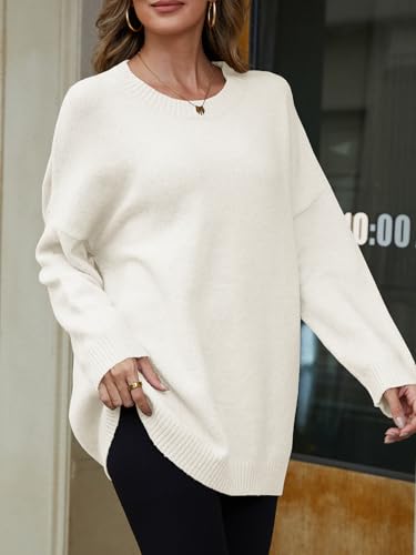 UNCLECAT Women's Oversized Sweaters Trendy Knit Sweater Tops Long Sleeve Crewneck Casual Pullover3