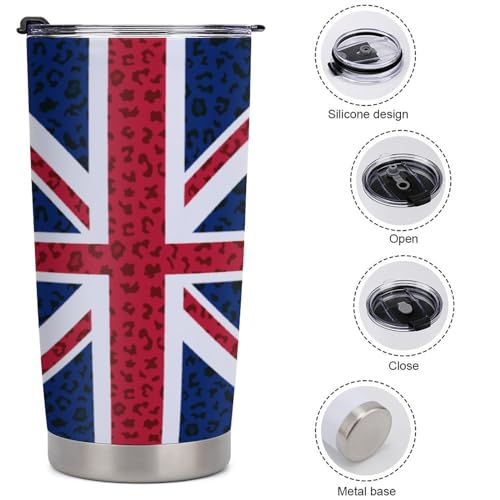 Posavasos para auto con diseño de leopardo y bandera UK 4 piezas miniatura 5