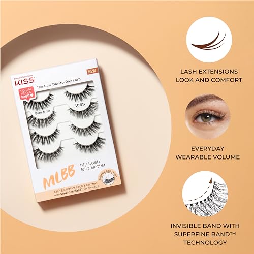 Image of KISS MLBB My Lash But Better False Eyelashes, Everyday Wearable Volume with Superfine Band Technology, Easy To Apply, Reusable, Cruelty-Free, Contact Lens Friendly, Style 'No Filters', 1 Pair