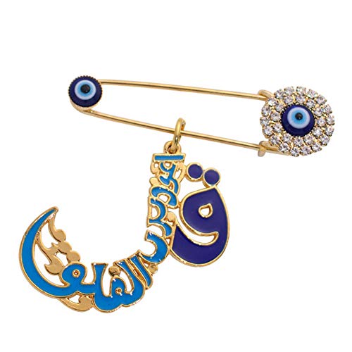 Muslim Islam Four Qul suras Turkish Evil Eye Scarf Hijab Crystal Stainless Steel Pin Brooch Baby Pin