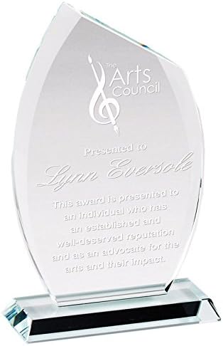 SHOP AWARDS AND GIFTS Customizable 7 Inch Glass Flame Award with Beveled Edges, Includes Personalization