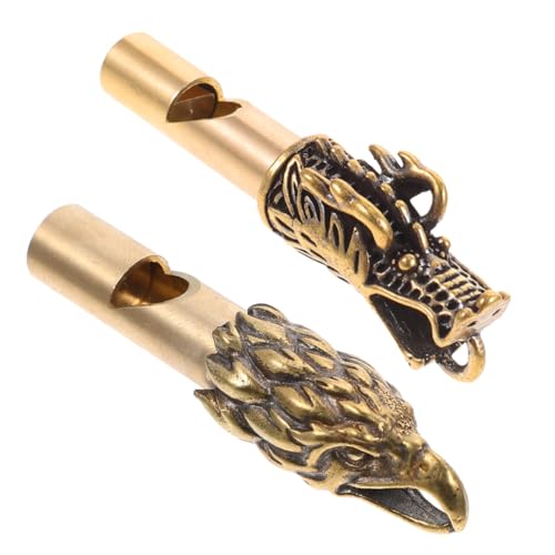 BESPORTBLE 2pcs Copper Whistle Pendant Vintage Keychain Whistle for Outdoor Survival Emergency Signal Camping Activities and Referee Use Loud Crisp Sound