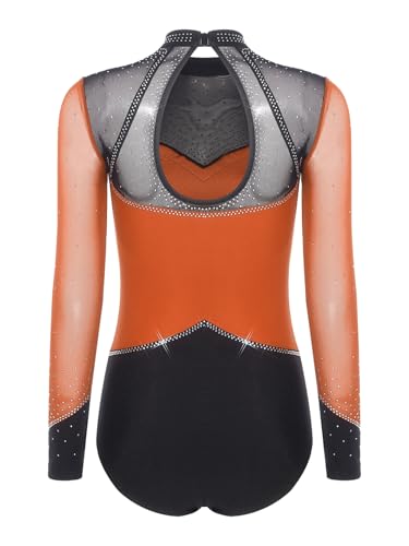Combinaison sportive strass juste au corps manche longue danse moderne - 4