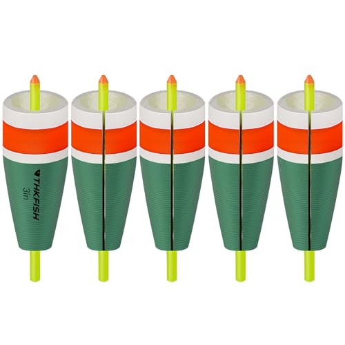 Fishing Bobbers Slotted, Weighted Fishing Floats, Bobbers for Fishing whith Glow Sticks, Fishing Corks, Fishing Bobbers Floats for Bluegill Panfish Trout Catfish Bass, 5PCS,3in,4in,5in (Green, 3in)