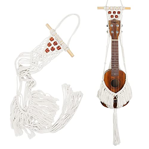 FOVERN1 Colgador de pared para ukelele, macramé de montaje en pared para ukelele soprano decoración de pared ukelele caso alternativo kit Cover