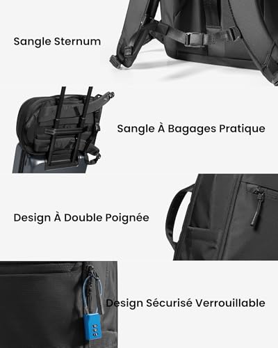 tomtoc Sac à Dos Ordinateur 22L, Sac Business Homme Femme avec Compartiment PC 15,6-16 Pouces, Sac Ordinateur Résistant aux Éclaboussures, Sac de Travail pour Bureau et Trajets Quotidiens – vue 9