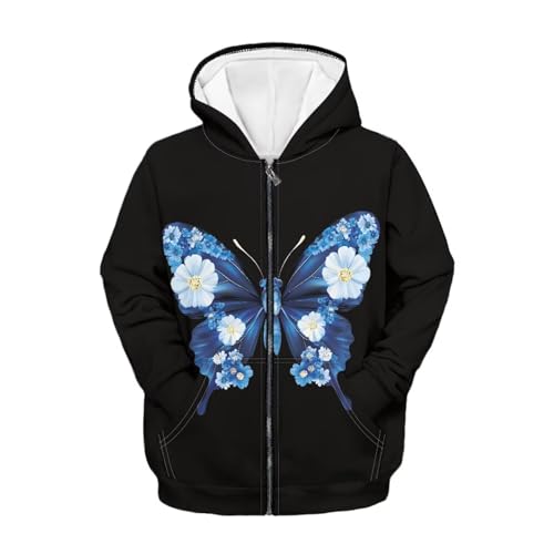 Kids Zip Up Hoodie Sweatshirt Boys Girls Long Sleeve Sweatshirt Casual Pullover Hooded with Pocket for 6-14Y