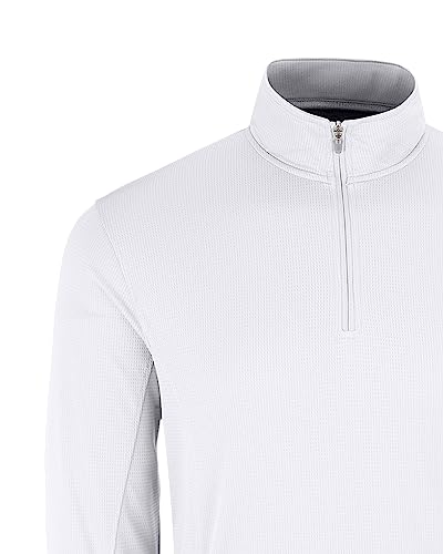 Jersey blanco de micro malla para hombre con cremallera 1/4 estilo universitario 4