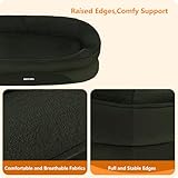 HMTOPE Orthopädisches Hundebett, Hundesofa, Vierseitiges Nackenrolle Kissen, rutschfeste Unterseite Hundekorb, Abnehmbar und Waschbar, Kleine Hunde, Mittelgroße Hunde, 90 x 71 x 15 cm, Olivgrün