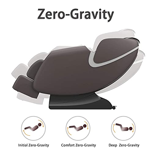 Bosscare Massage Chair Recliner With Zero Gravity, Full Body Airbag Easy To Assemble With Bluetooth Speaker, Foot Roller,Faux Leather, Brown #TOP4