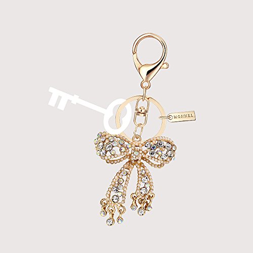 Bling Crystal Bow Design Keychain Key Ring With Pouch Bag Mz871-1 #TOP2