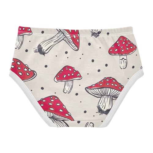 Mushrooms Dot Kids Underwear, Toddler Briefs, Girls' Cotton Brief Underwear, 2–8 Years2