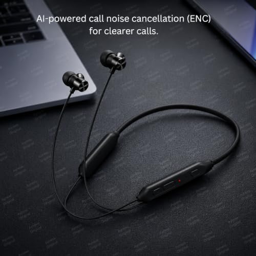 Image of Original Neckband Compatible with OnePlus Bullets Wireless Z3 Earbud Buds Earbuds Neckband Earphone (Black)