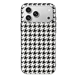Coupe haute : coupe ajustée sans encombrement ajouté. Résiste à l'usure quotidienne, empêche les rayures et les petites chutes. Cette coque à imprimé pied-de-poule noir et blanc compatible avec iPhone 17 Pro Max peut protéger votre téléphone et montrer votre personnalité tendance