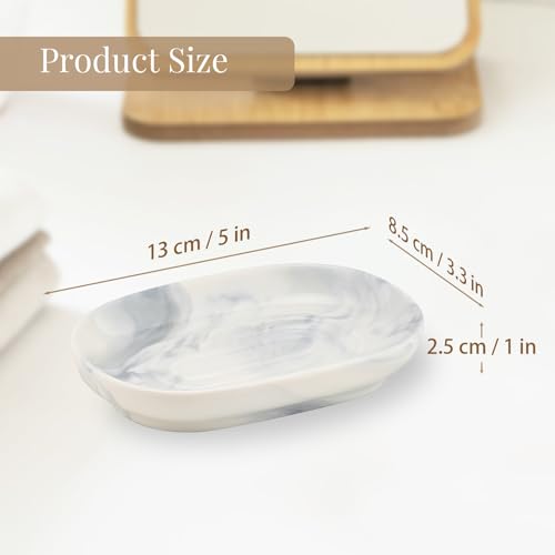 Miniatura 2 de Yohyien Jabonera Ceramica Antideslizante, Jabonera Marmol Para Pastillas De Jabon Y Esponja, Saboneteira Para Baño, Cocina, Ducha Gris