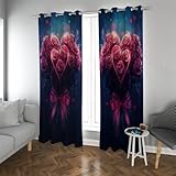 CHERHERART Cortinas Opacas románticas por la Noche Rosas moradas Rosas con Ojales de Cinta Cortinas oscurecidas para el Dormitorio del Comedor 2 Paneles 2xB132xH175