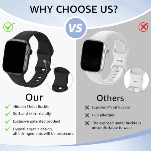 Image of 6 Pack Sport Bands Compatible with Apple Watch Band 38mm 40mm 41mm 42mm 44mm 45mm 49mm 46mm for Women Men,Silicone Waterproof Strap for iWatch Apple Watch Series 11 10 9 Ultra 8 7 6 5 4 3 2 1 SE