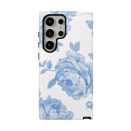 Coque fleurie pivoine bleu clair Samsung S24 Ultra : l'accessoire mode brillant