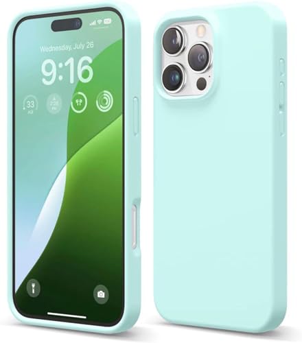 Image of Premium Liquid Silicone Case for iPhone 16 Pro - Slim Full Body Protective Back Cover with Soft Microfiber Lining, Anti-Slip Grip Scratch Resistant Phone Case (Mint Green)