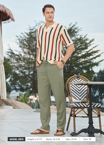 Image of Willit Men's Linen Pants Casual Lightweight Drawstring 29 inch 30 inch 32 inch