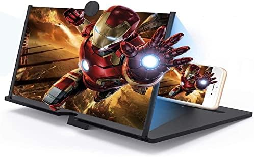 Unistore 12 inch Phone Screen Amplifier. 3D Video Enlarger Anti-Radiation Eye Protection Foldable HD Screen Magnifier Pull-Out portable Movie theater Stand Holder Compatible with All Smartphones-Black
