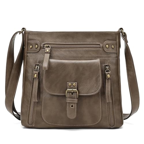 Image of Crossbody Bags for Women Medium PU Leather Multi Pocket Shoulder Purses