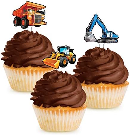 Creative Converting Construction Trucks Cutouts Cupcake Topper - 12pcs