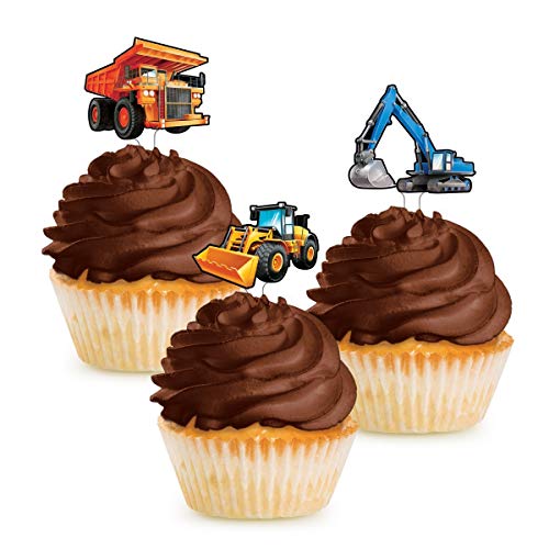 Creative Converting Construction Trucks Cutouts Cupcake Topper - 12Pcs #TOP1