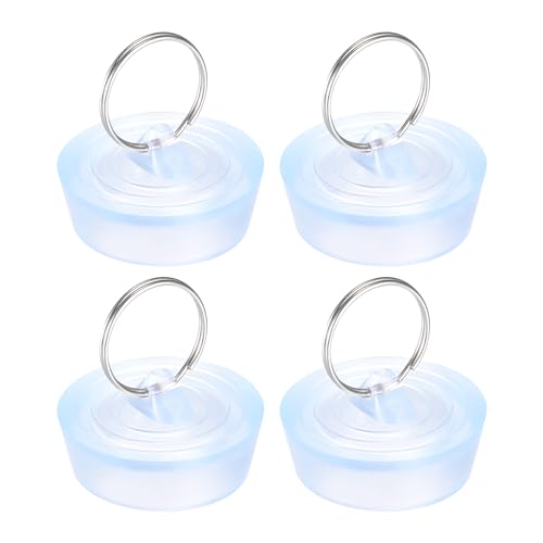 uxcell Rubber Sink Plug, Clear Drain Stopper Fit 1-3/8 to 1-29/64 Drain with Hanging Ring for Bathtub Kitchen and Bathroom 4pcs